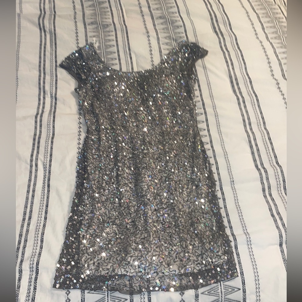 Silver sequin mini dress by Jump Apparel
